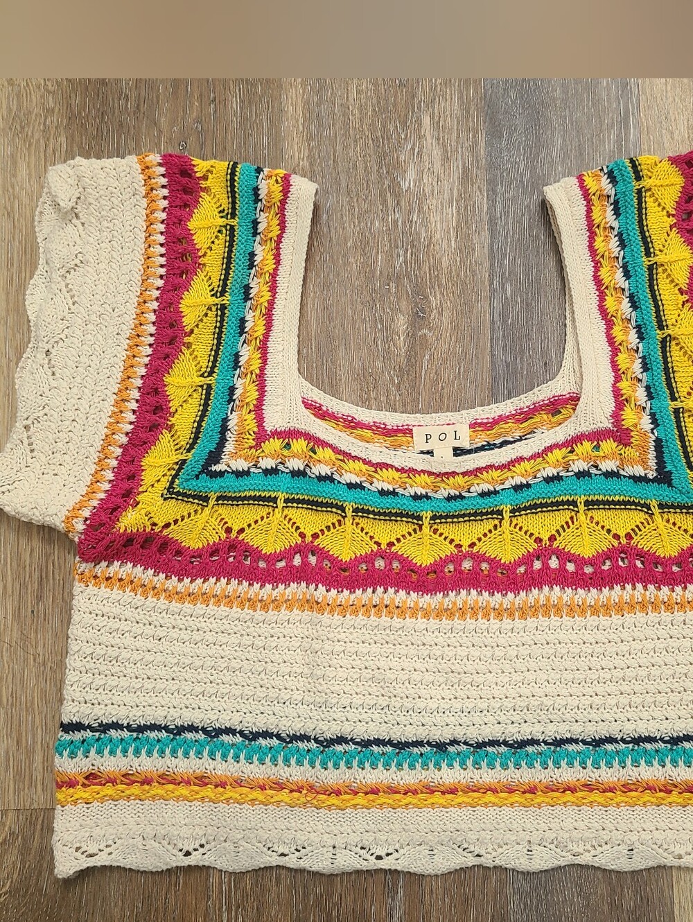 POL Boho Cropped Knit Sweater Women's Large.